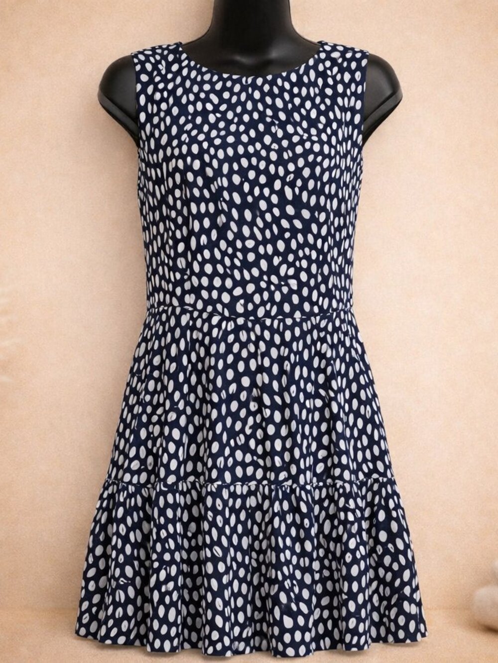 Vineyard Vines Navy Dot Dress Sleeveless Fit & Flare Classic Preppy Nautical